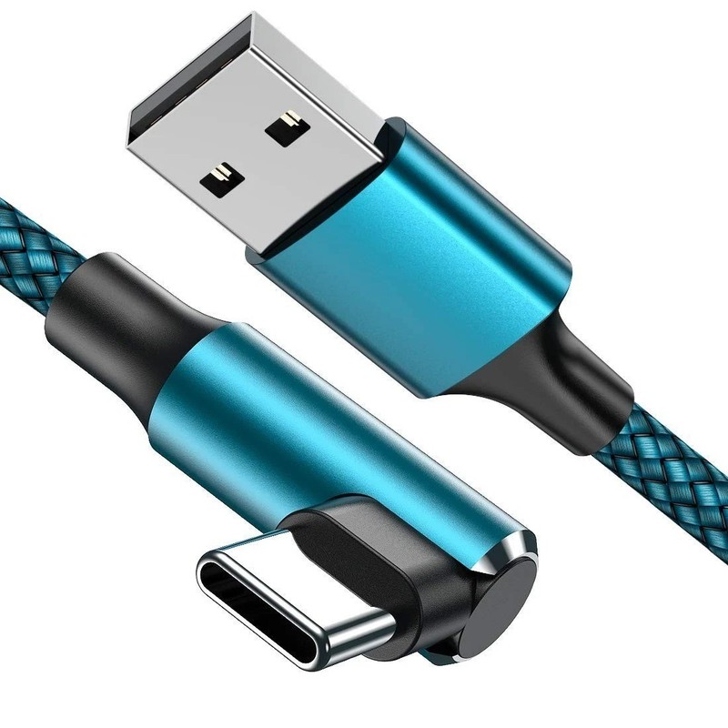 Type C Cable 90 Degrees Right Angle [3-Pack 10Ft] Nylon Braided USB a to USB C F