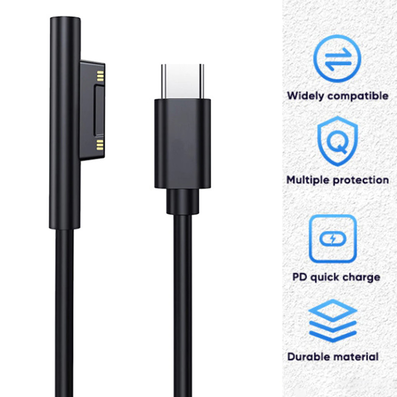 2 PACK Surface Pro 4 5 6 Book Laptop 5' Charging Cable USB-C PD 45W 15V 3A USB C gallery