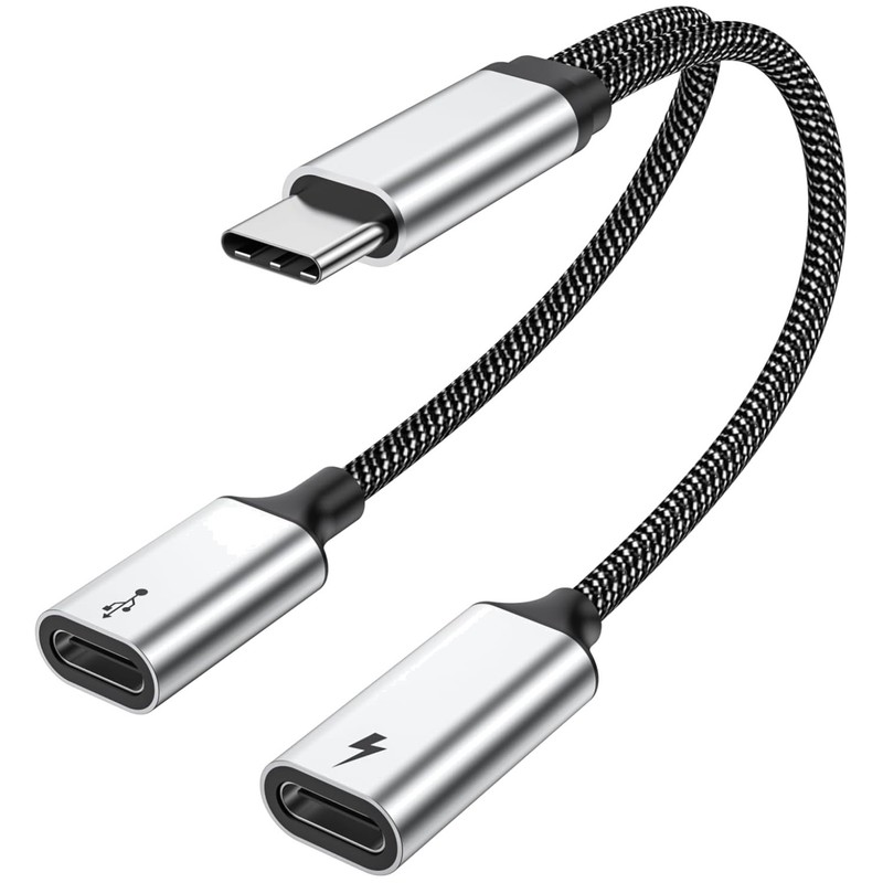 60W USB C Y Splitter, Type C Male to Dual USB-C Female for Gaming & Charging