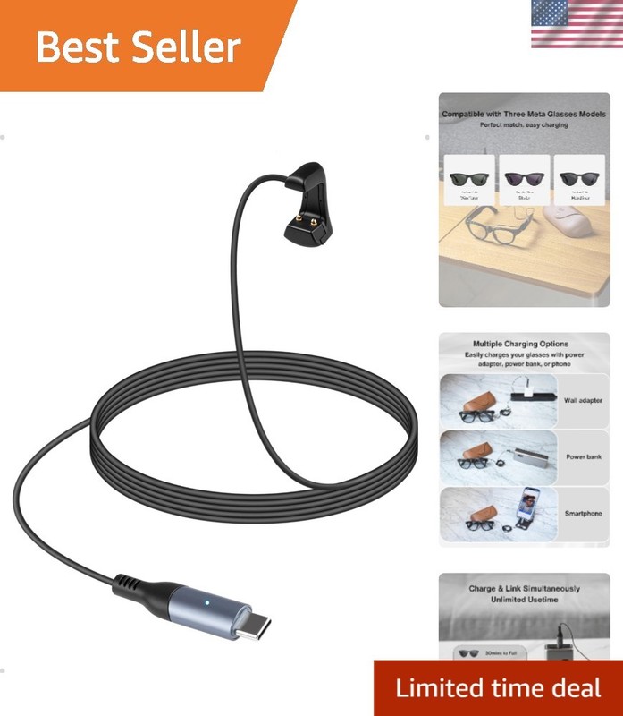 RayBan Meta Glasses Charging Cable – USB-C with LED Light for Efficient Use