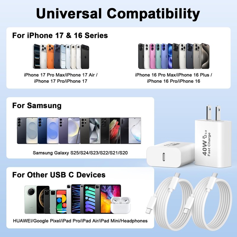 [Apple MFi Certified] 40W iPhone 17 Charger Fast Charging, USB Fast Charger B... gallery