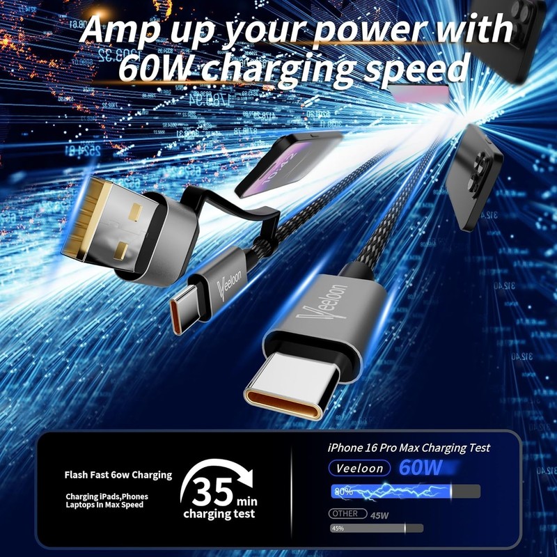 Durable 60W USB C Fast Charging Cable, 2FT Braided Design for Multiple Devices gallery