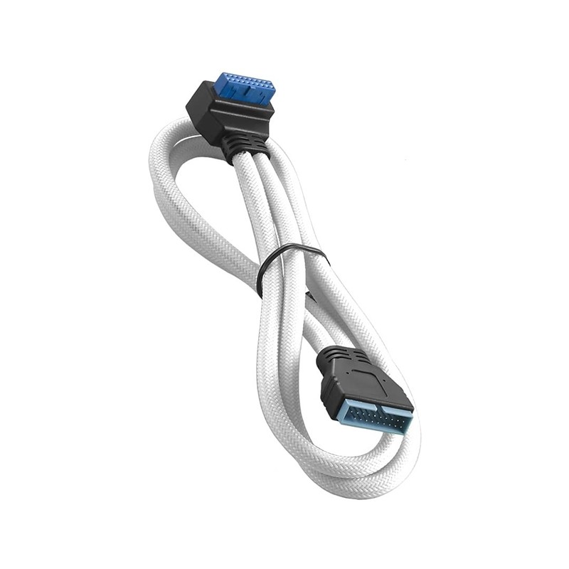 ModMesh Sleeved Right Angle Internal USB 3.0 Cable (White, 50cm)