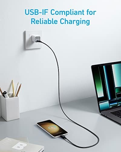 Anker USB C to USB C Cable,Type C Charger Fast Charging Cord (3Ft,2Pack) for Iph gallery