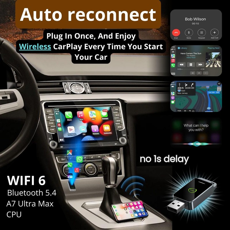 2-in-1 Wireless CarPlay & Android Auto Adapter (2026 Upgraded WiFi 6-BT 5.4) ... gallery