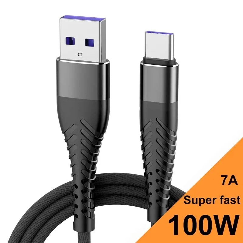 100W USB to Type-C Fast Charging Cable for Samsung Huawei Xiaomi 0.25-3m Nylon