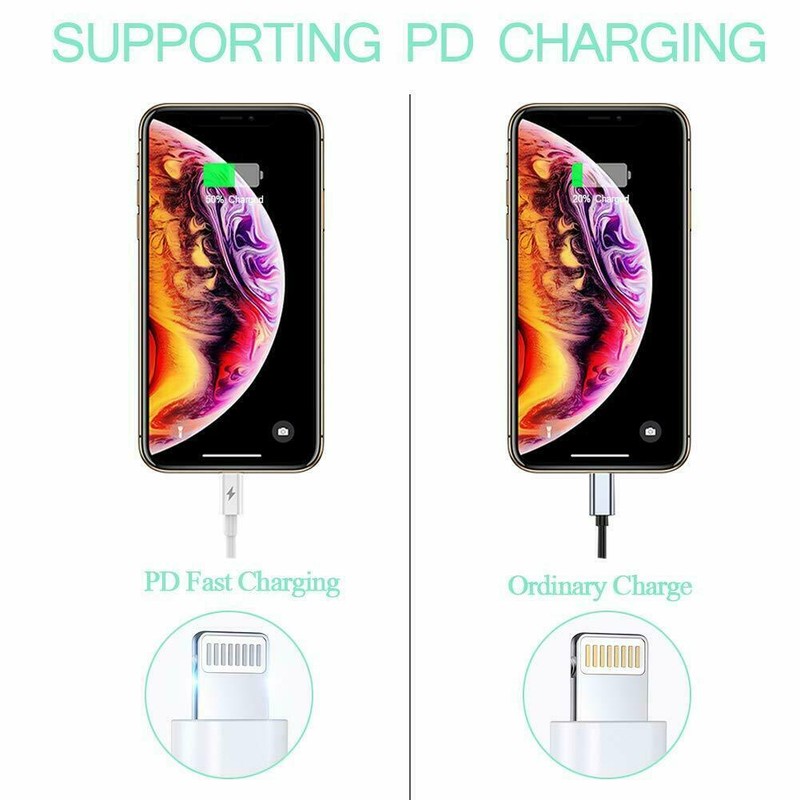 Combo USB-C Type-C to 8 pin PD Cable + 5w USB Charger for iPod iPhone iPads gallery
