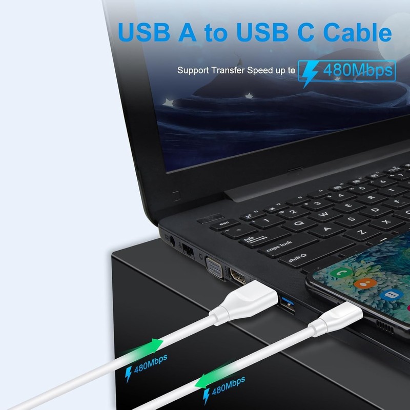 Samsung S25 Fast Charging Cable 3Pack Short USB C Cable 3ft USB A to Type C 3A C gallery