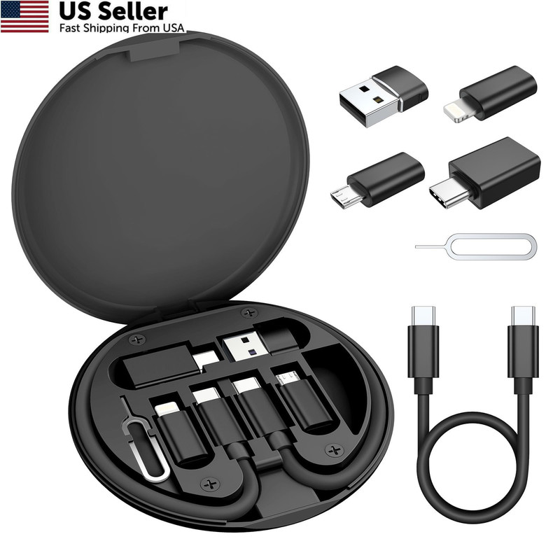 Elebase Multi USB C Charger Adapter Cable Kit (6 in 1),Travel Type C to Black