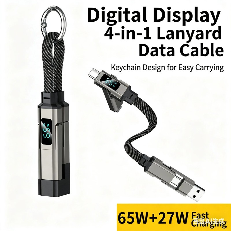 Super Fast Charging 4 in 1 Keychain Data Cable Smart Digital Display All Models gallery