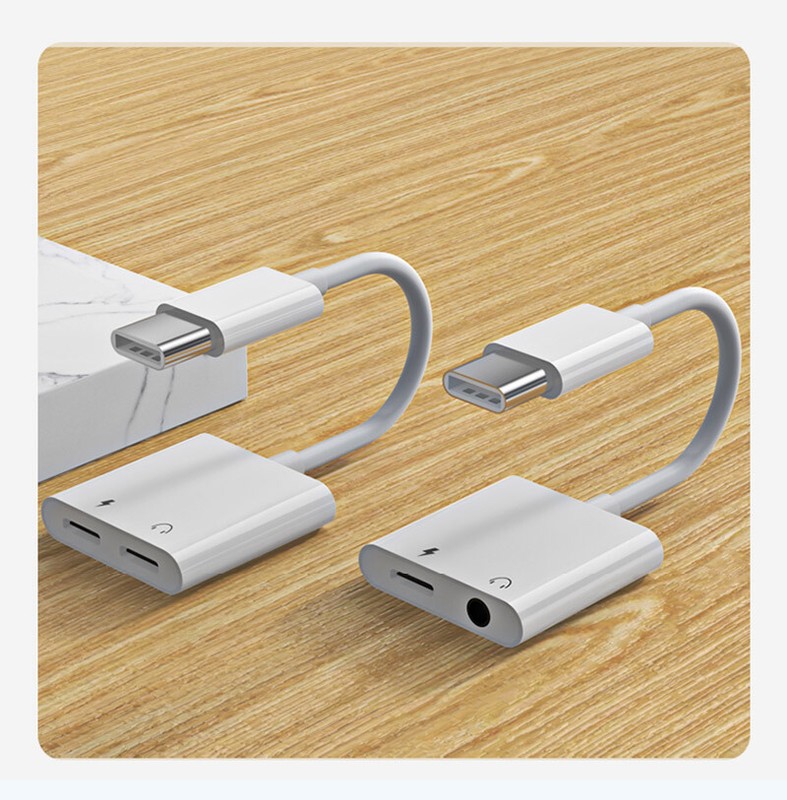 2In1 Type-c to 3.5mm/AUX Headphone Audio Jack Adapter Charge/Call/Line Control