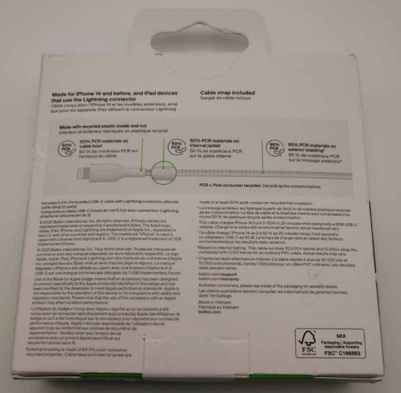 Belkin BoostCharge Pro (2 Pack) USB-C Cable to Lightning (MFI Certified) 3.3 ft gallery