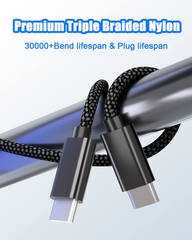 65W USB C to USB C Cable, Nylon Type C Charge Cable, Fast Charging Type C Cab... gallery