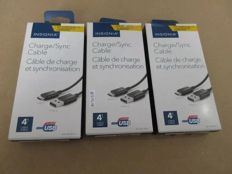 Lot of 3 Insignia 4ft. USB C Charge/Sync Cable NS-MCAB4-C