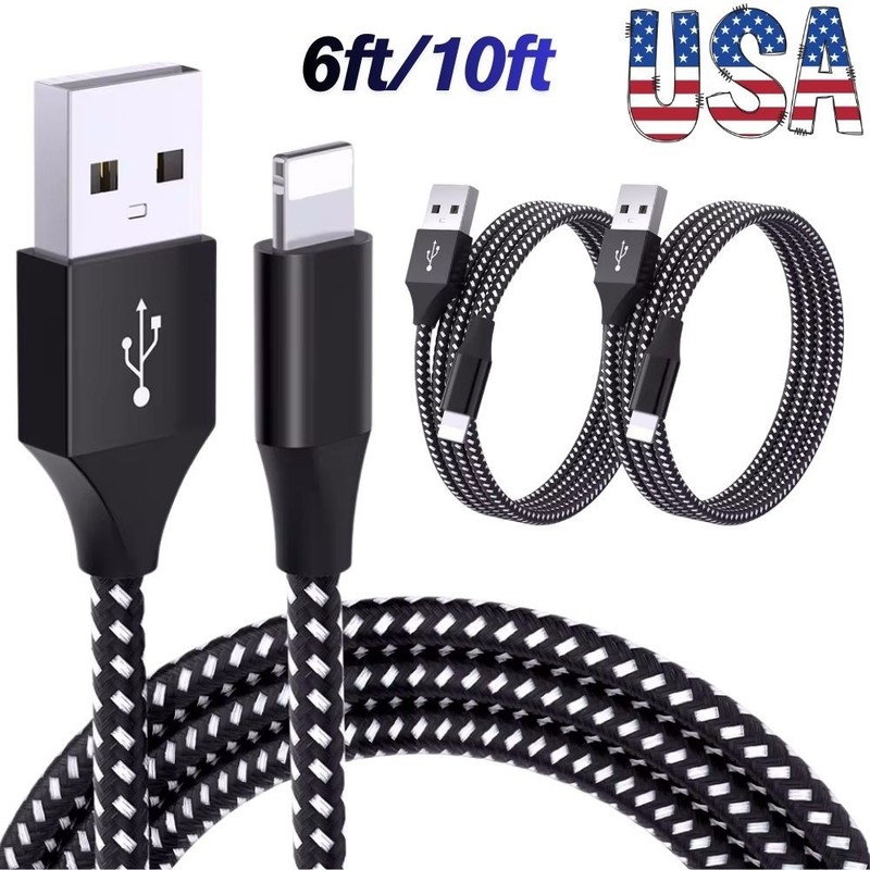 Fast Charger Cable Heavy Duty 6/10Ft Charging Cord For iPhone XR 11 12 13 14 Pro