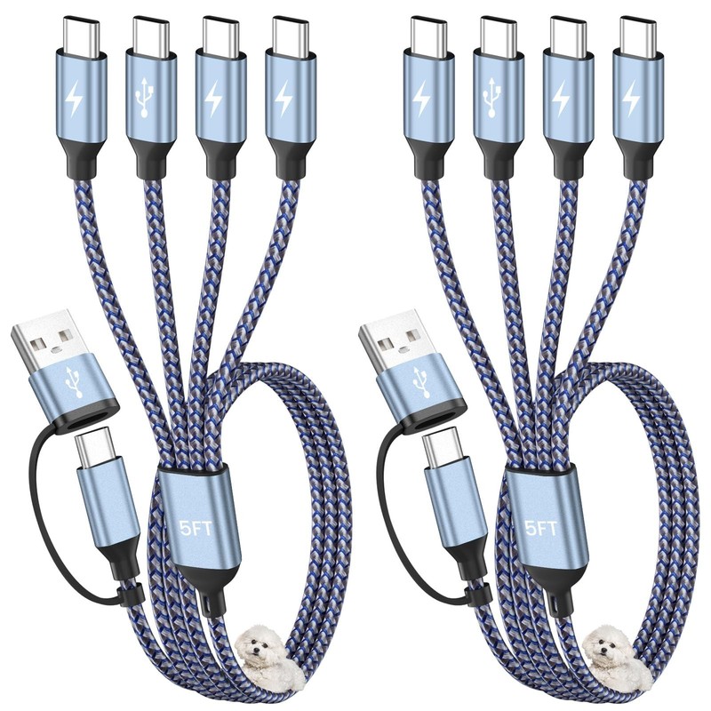 USB C Splitter Multi Charging Cable, USB A/C to USB C Cable[2Pack 5Ft], 4 in …