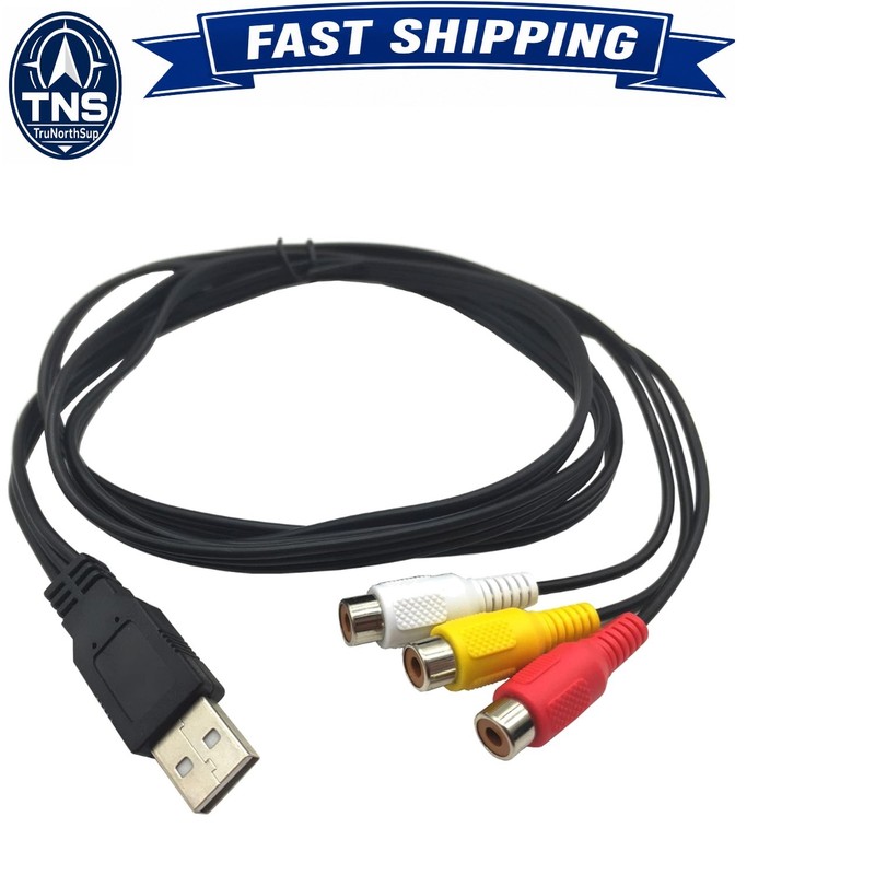Haokiang USB 2.0 Female to 3 RCA Male Cable 5ft AV Composite Video Audio