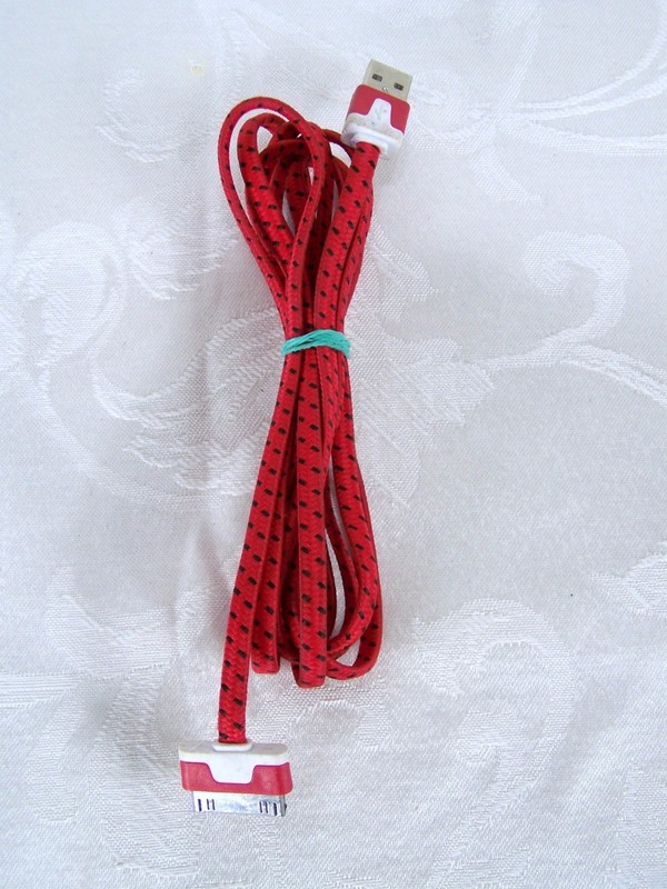 USB Cloth Wrapped iPhone iPod Charger Red