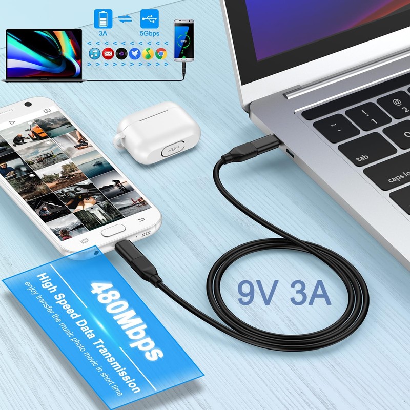 USB-C to Micro USB Adapter, 4Pack Type C Female Male Black gallery