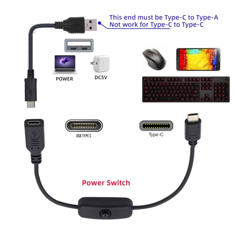 USB C Power Switch Extension Cable USB C Male to Female with On/Off Power Swi... gallery