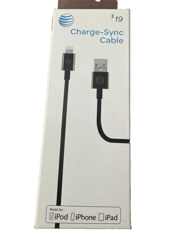 AT&T Charge-Sync Lightening USB Cable Flat 4′ – Black