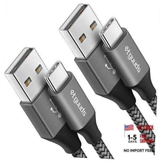 [2-Pack, 6ft] USB C Cable 3A Fast Charging, Nylon Braided USB A 6FT,6FT Gray