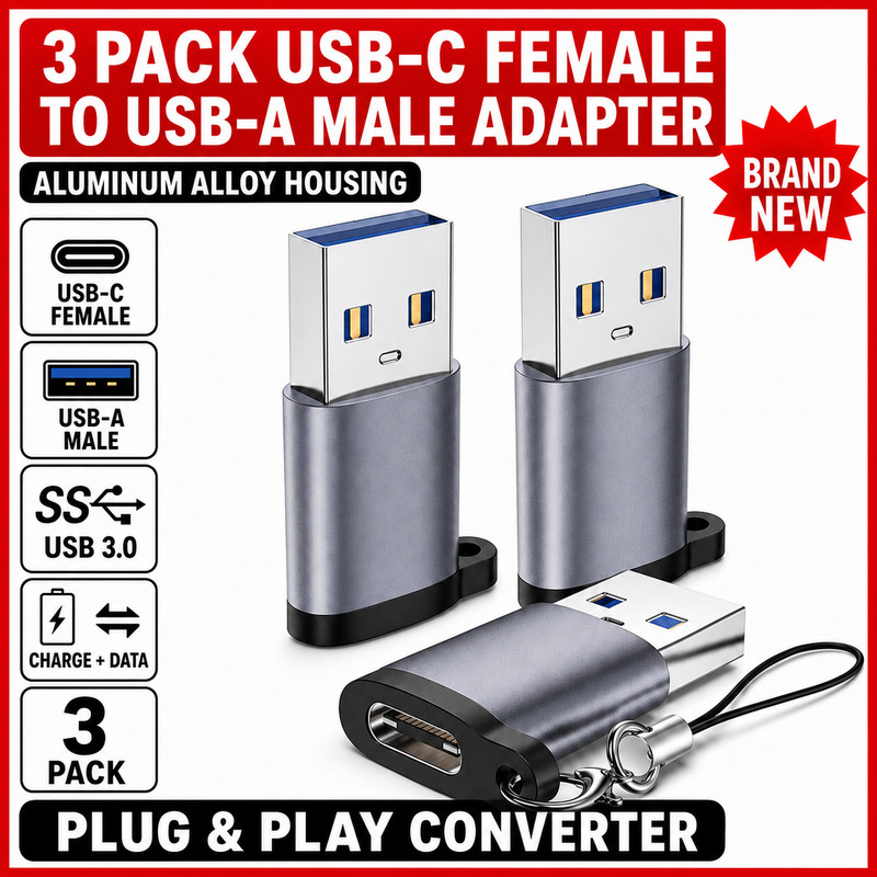 3 PACK USB C 3.1 Type C Female to USB 3.0 Type A Male Port Converter Adapter US