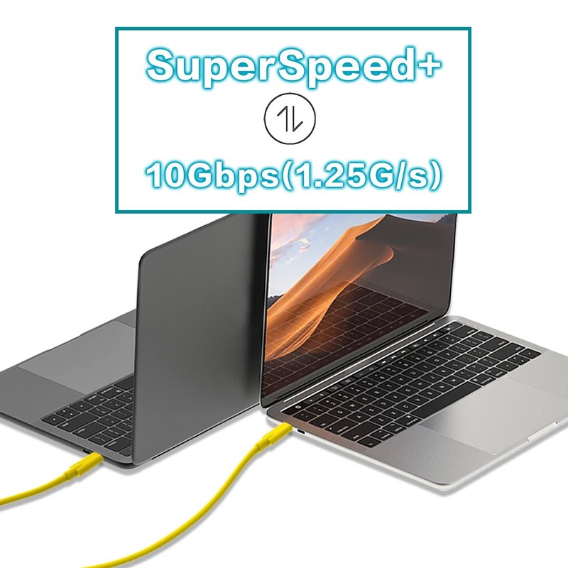 3.3 Ft Yellow USB C to USB C 3.1 Gen 2 Cable 100W PD 10Gbps 5A Fast Charging gallery