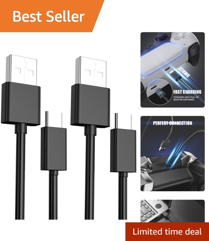Versatile 2-Pack 6.6Ft USB C Charging Cables for PS5 & Xbox Series Consoles