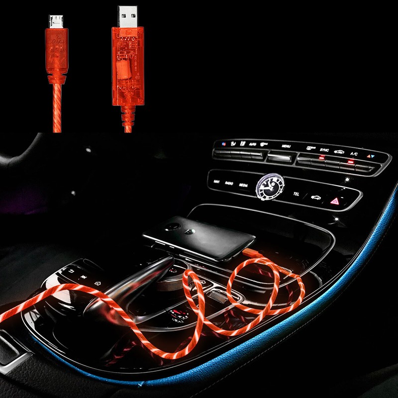 Electroluminescent EL Light Pulse Glow Charge & Sync Micro USB Connector Cable gallery