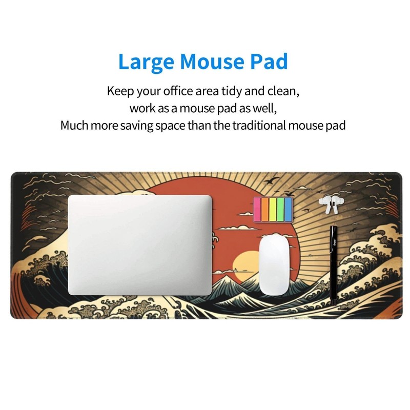 Japanese Wave Raising Sun Gaming Mouse Pad XL, Large Non Slip Rubber Mousepad... gallery