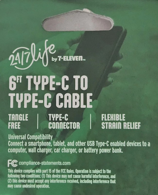 24/7 LIFE 6 FT. TYPE C TO TYPE C Tangle-Free Charging Cable Fast Charging(Black) gallery