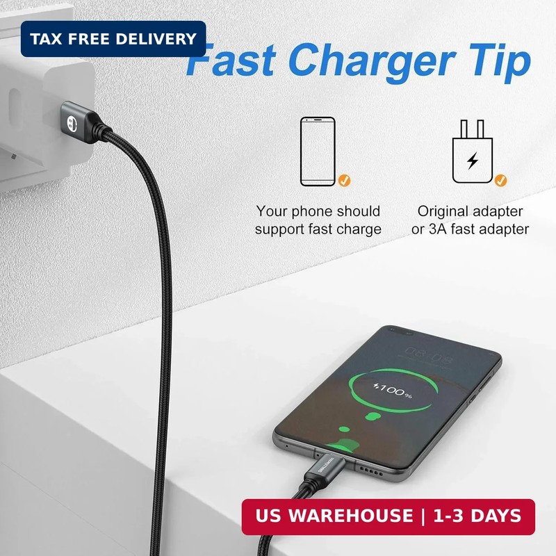 USB C Cable 5 Pack 6FT, USB A to Type C Fast Charger Cord | 3A braided USB A to gallery