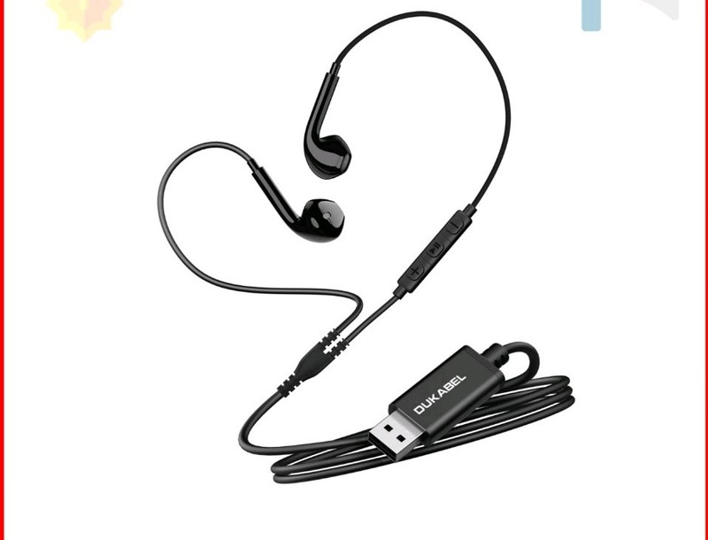 DUKABEL USB Wired Earbuds USB Headphone with Mic for PC/ PS4/ PS5 6FT in-Ear New
