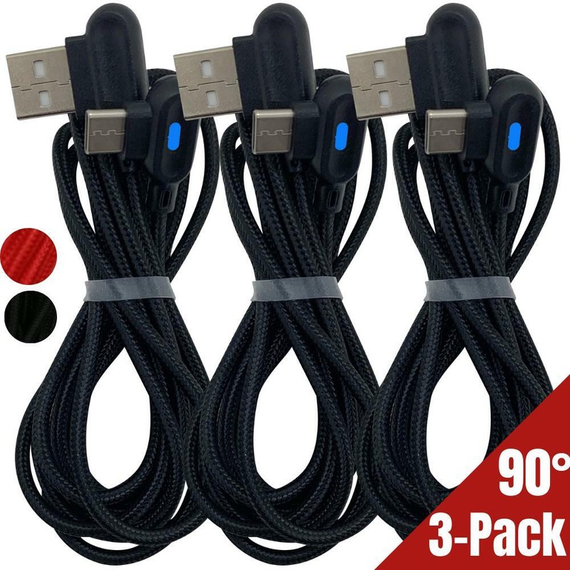1/3 Pack 6Ft 90 Degree USB C Fast Charger Cable Type C For Samsung iPhone 15/17 gallery