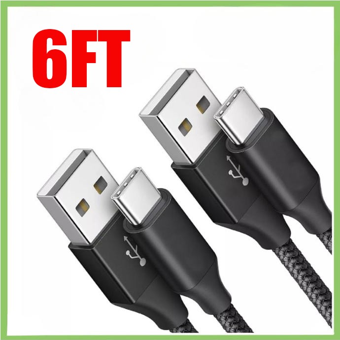 2Pack 6Ft USB to Type-C Cable Fast Charger Charging Data Sync Cord US gallery