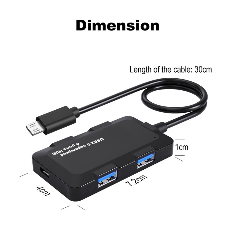 AreMe Micro USB OTG Cable Adapter with 4 Ports + Power Port for Black gallery