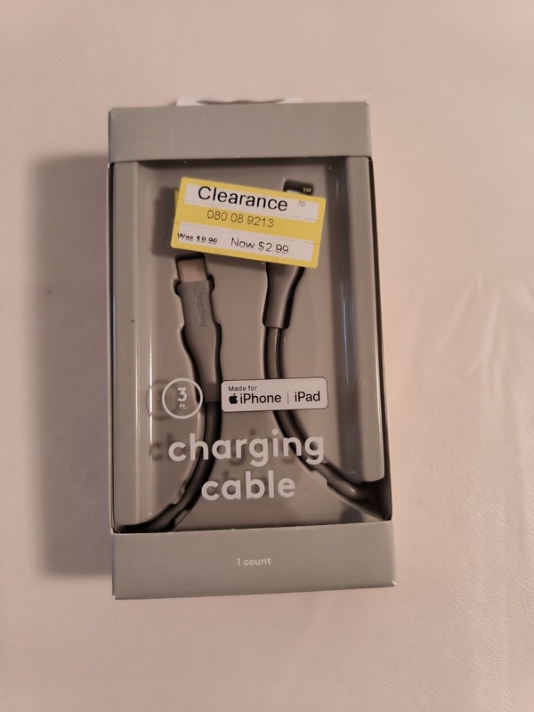 Heyday 3′ Apple Lightning Cable USB C to Lightning Gray