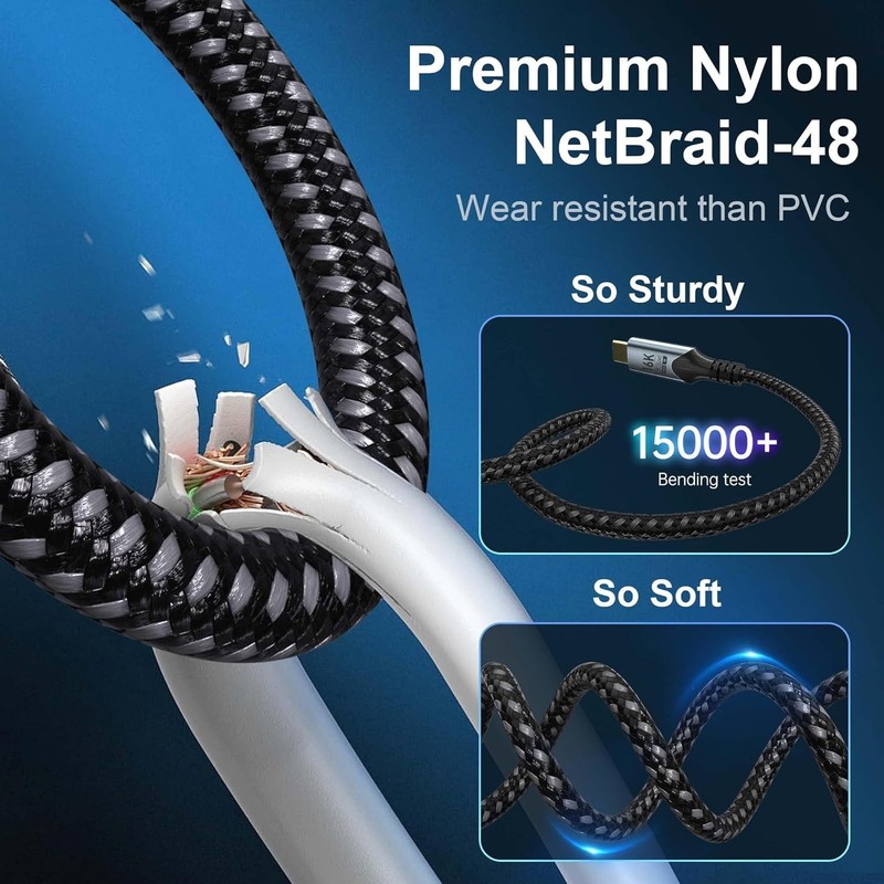 Durable Braided USB C to C 80Gbps 16K 240W PD Thunderbolt Cable gallery