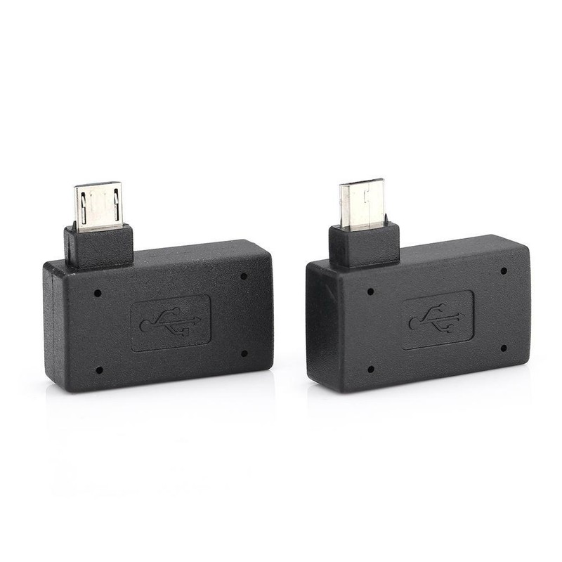 Micro USB Left Right 90° Angle to Type-A Female OTG w/ Power Adapter Converter gallery
