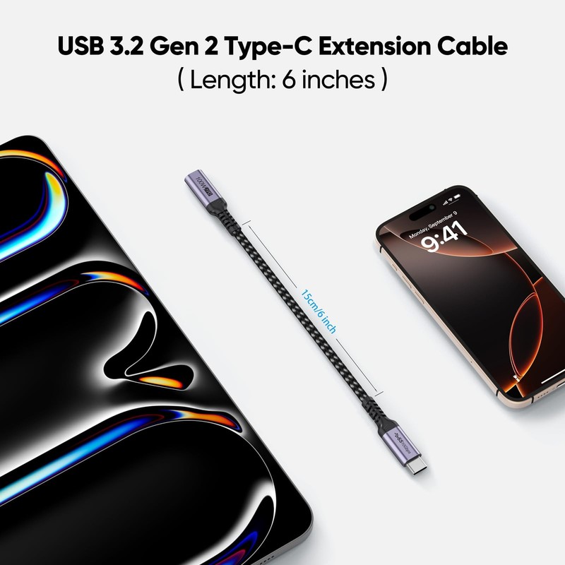 USB C Extension Cable 6 inch Short, Full-Function Extender USB 3.2 Gen 2 Type... gallery