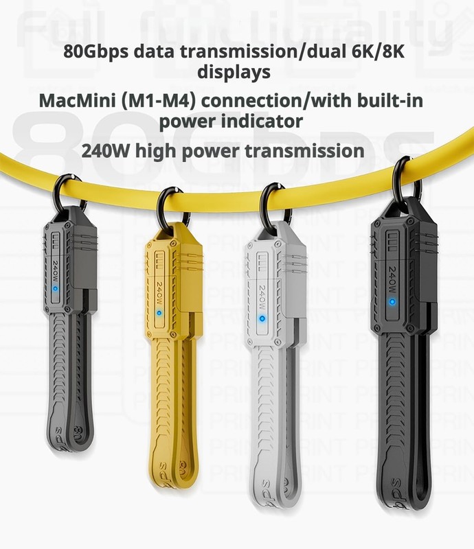 USB 4 Cable Portable Keychain 0.44ft, 240W Charging USB C Cable, 80Gbps Data ... gallery