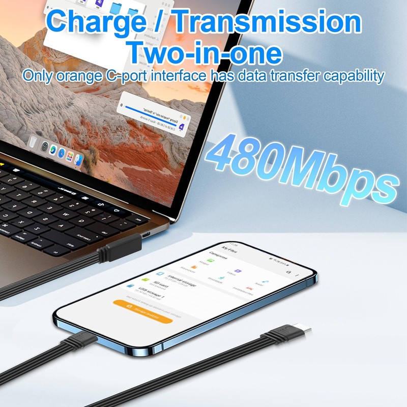 1.6 Ft Right Angle USB Y Splitter Cable 66W USB To Dual Type C Fast Charger gallery