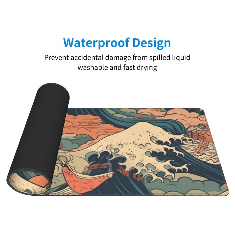 Vintage Japanese Wave Gaming Mouse Pad XL, Large Non Slip Rubber Mousepad, St... gallery