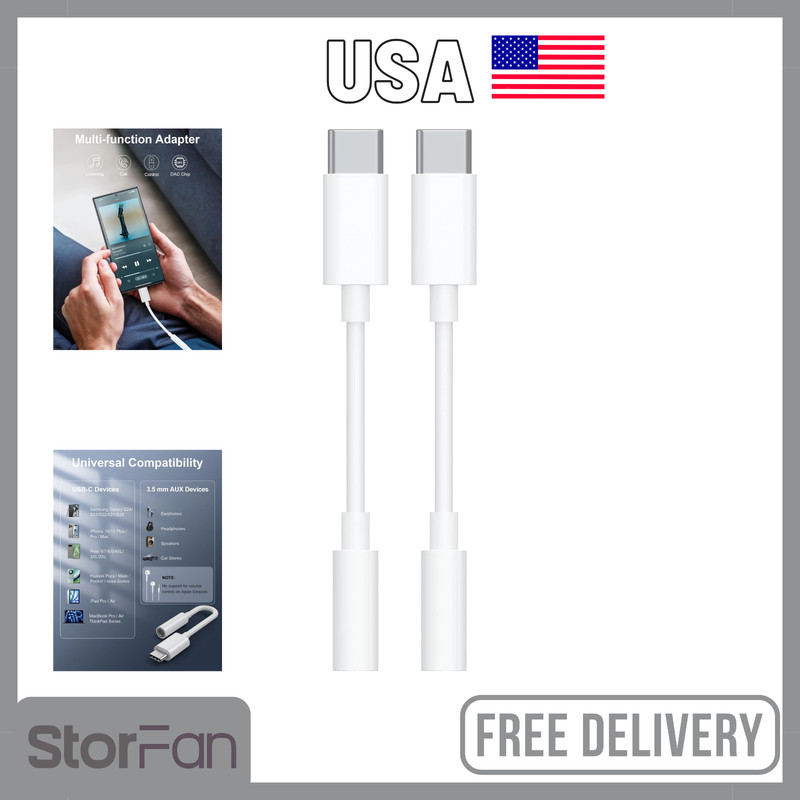 USB-C to 3.5Mm Audio Headphone Adapter -Hifi 2 Pack Compatible with Apple Iphone