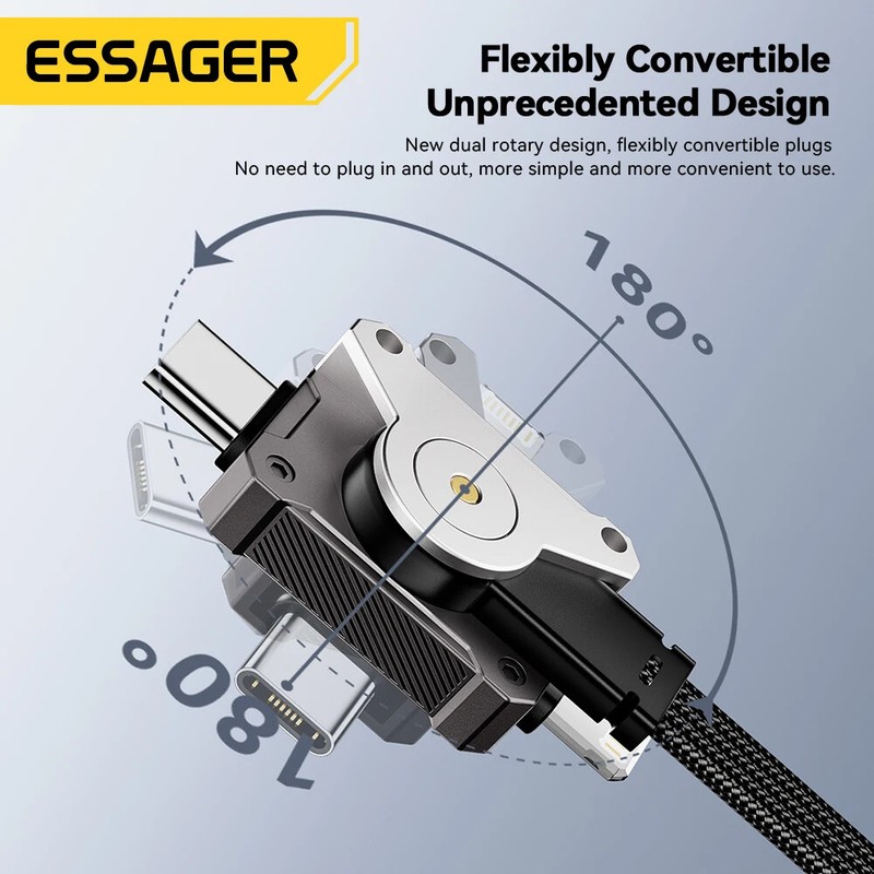 Essager 65W 4 in 1 USB C Charger Cable Wire Type C PD Fast Charging Cable Cord gallery