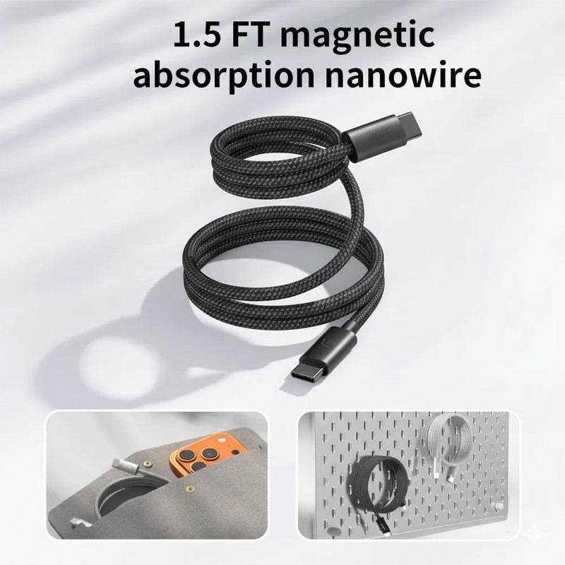 USB C to USB C Cable, Magnetic Type C Charger Fast Charging Cord, On The Go M... gallery