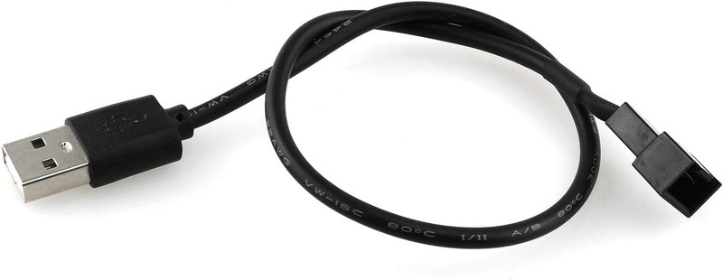 USB to 3Pin Cable 2PCS 30Cm/12Inch USB to 3-Pin PWM 5V USB Sleeved Fan Power Ada gallery
