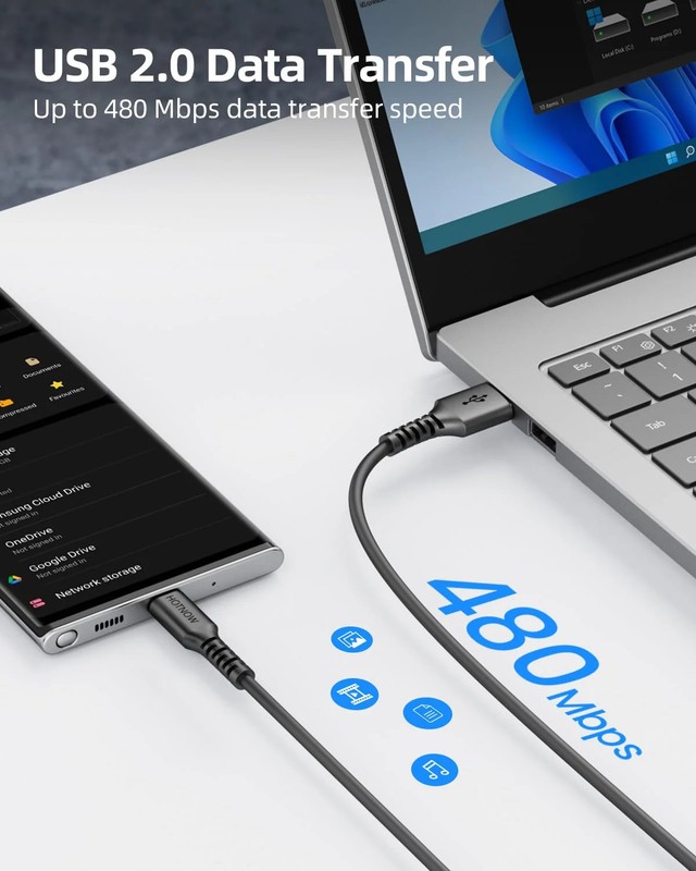 6 inch Durable USB A to USB C Cable，5 Pack 0.5ft USB C Cable, Short Type C 3A Ch gallery