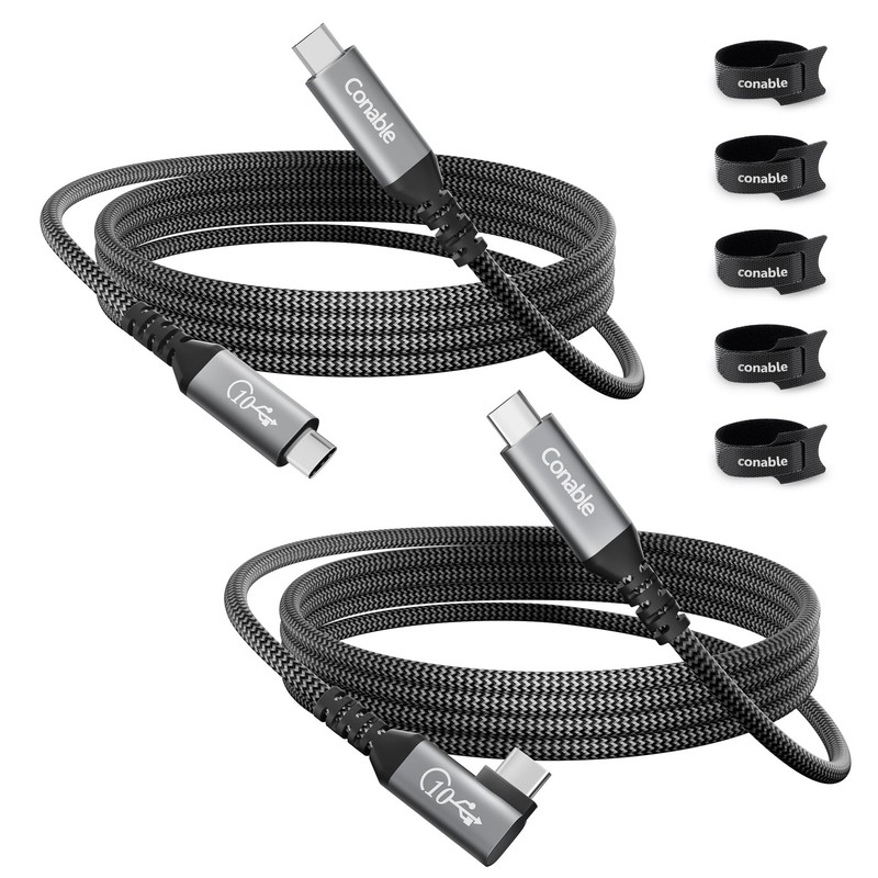 USB C to USB C Cable 4 FT 2-Pack, Straight + Right Angle, USB 3.1 Gen 2 Cable...